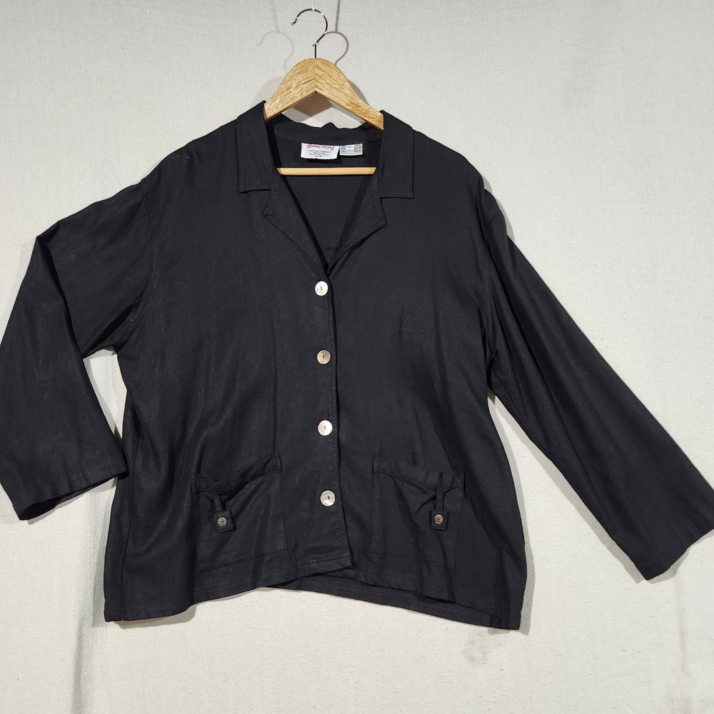 Simple People Linen Rayon Blend Button Down Shirt Jacket Bali Indonesia XL Artsy